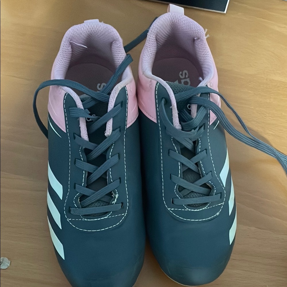Pink and Black Girls Soccer Cleats